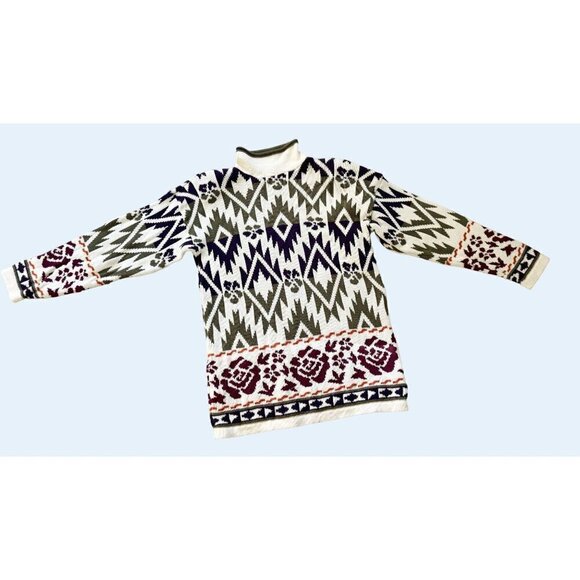 Vintage DELIA McKAIN Roll Collar Southwest Inspired Sweater Tunic 80s / 90s Sz M - Picture 2 of 8